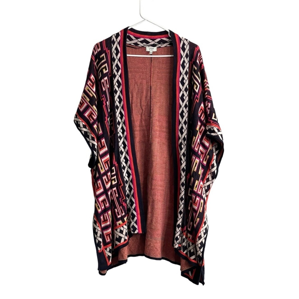CROWN & IVY Poncho Cape Sweater One Size S M L XL Open Front Multicolor Exc